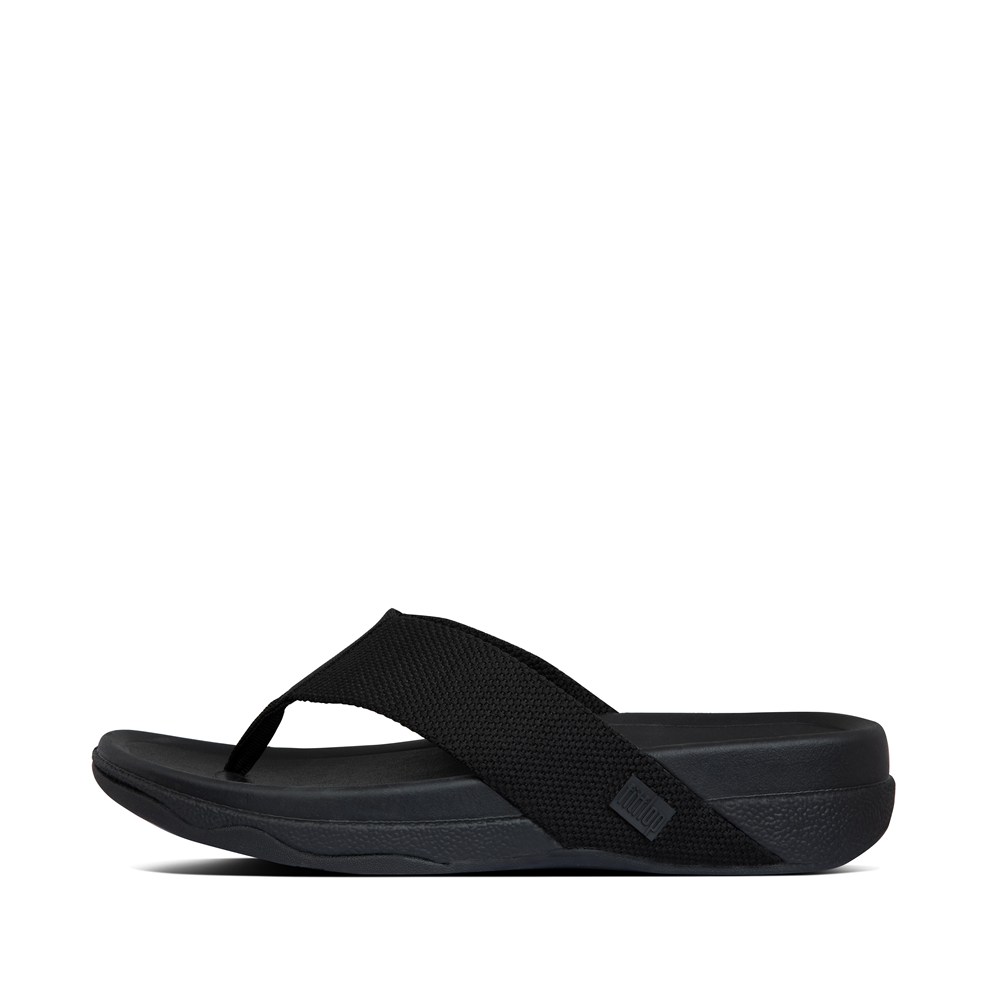 Fitflop Mens Sandals Black - Surfer Toe-post - 70SYFUDNW